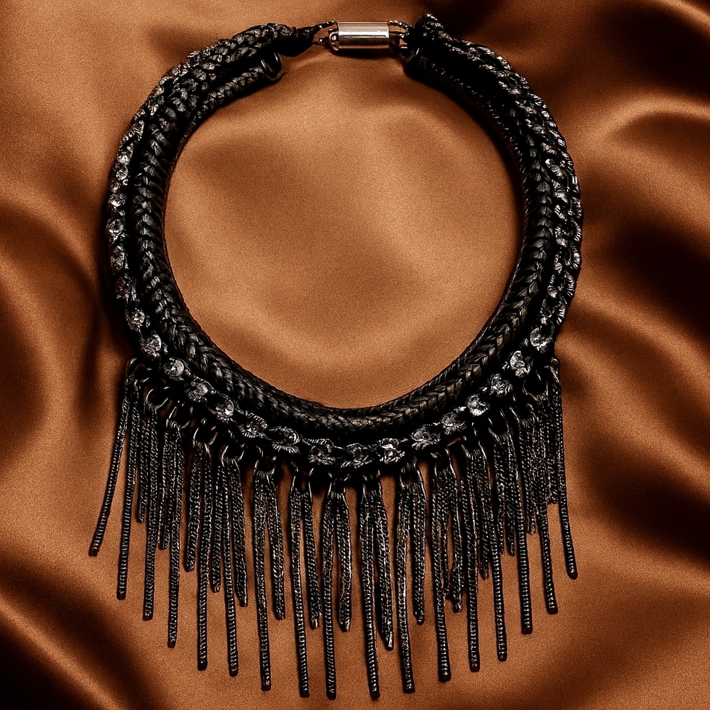 Black Fringe Statement Necklace - Women Jewelry Necklaces